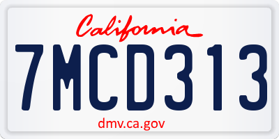 CA license plate 7MCD313