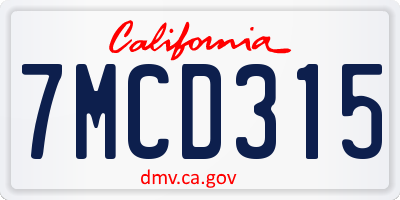 CA license plate 7MCD315