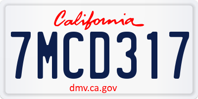CA license plate 7MCD317