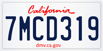 CA license plate 7MCD319