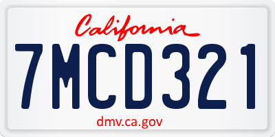 CA license plate 7MCD321