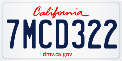 CA license plate 7MCD322