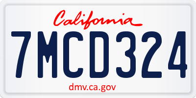CA license plate 7MCD324
