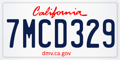 CA license plate 7MCD329