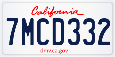 CA license plate 7MCD332