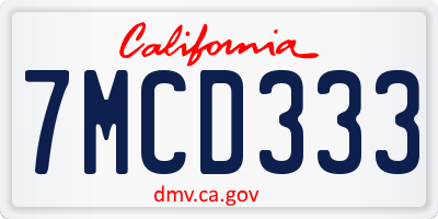 CA license plate 7MCD333