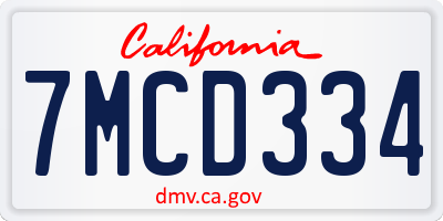 CA license plate 7MCD334