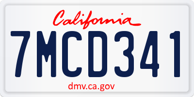 CA license plate 7MCD341