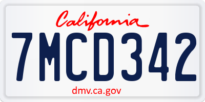 CA license plate 7MCD342