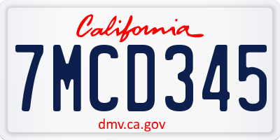 CA license plate 7MCD345