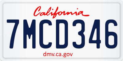 CA license plate 7MCD346