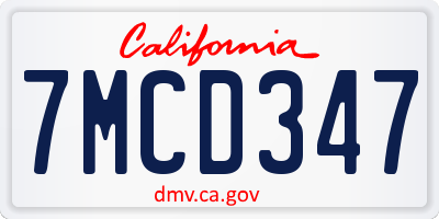 CA license plate 7MCD347