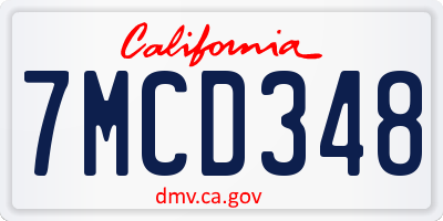 CA license plate 7MCD348