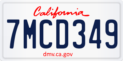 CA license plate 7MCD349