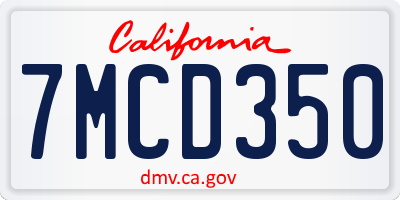 CA license plate 7MCD350