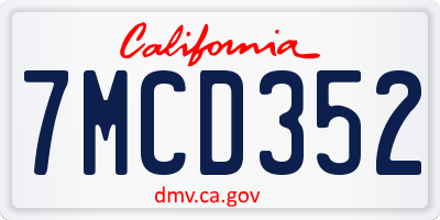 CA license plate 7MCD352