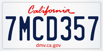 CA license plate 7MCD357