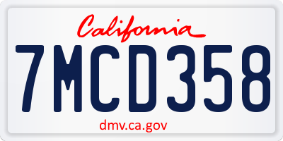 CA license plate 7MCD358
