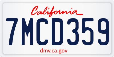 CA license plate 7MCD359