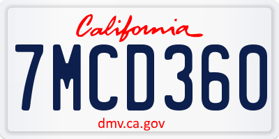 CA license plate 7MCD360