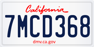 CA license plate 7MCD368