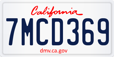 CA license plate 7MCD369