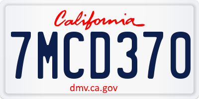 CA license plate 7MCD370