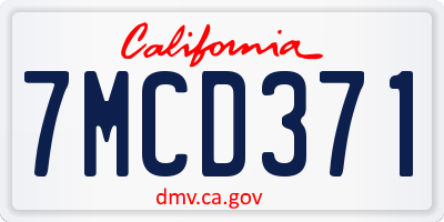 CA license plate 7MCD371