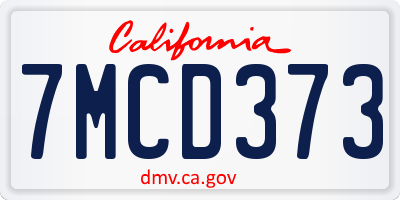 CA license plate 7MCD373