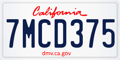 CA license plate 7MCD375