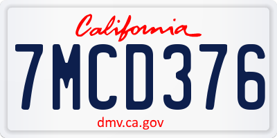 CA license plate 7MCD376