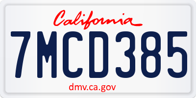 CA license plate 7MCD385