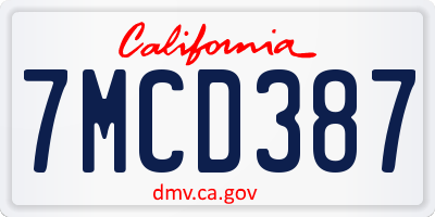 CA license plate 7MCD387