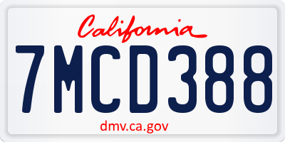 CA license plate 7MCD388