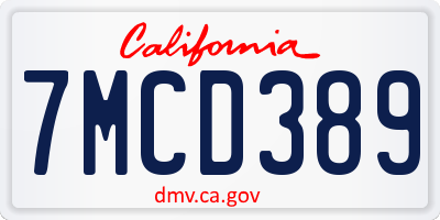 CA license plate 7MCD389