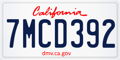 CA license plate 7MCD392