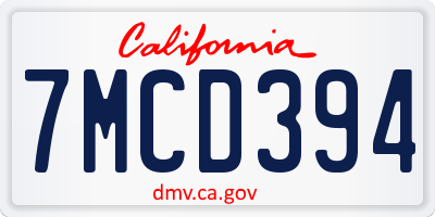 CA license plate 7MCD394