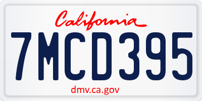 CA license plate 7MCD395
