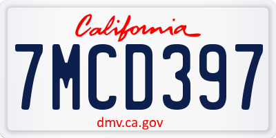 CA license plate 7MCD397