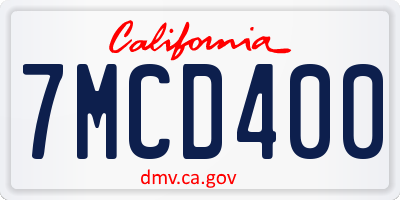 CA license plate 7MCD400