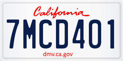 CA license plate 7MCD401