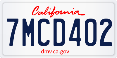 CA license plate 7MCD402