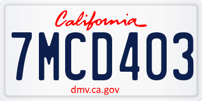 CA license plate 7MCD403