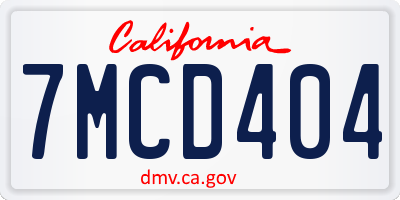 CA license plate 7MCD404