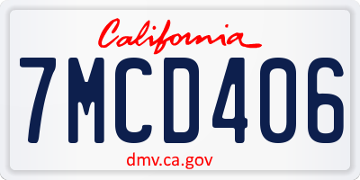 CA license plate 7MCD406