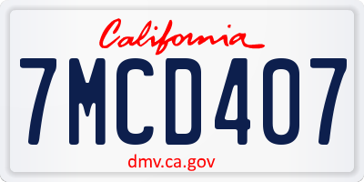 CA license plate 7MCD407