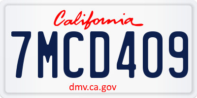 CA license plate 7MCD409