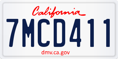 CA license plate 7MCD411