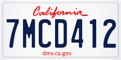 CA license plate 7MCD412