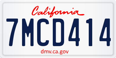 CA license plate 7MCD414